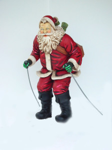 Santa walking with poles